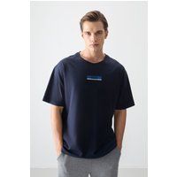 Oversized Baumwoll-Shirt mit Logo-Patch