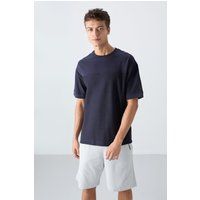 Oversized Baumwollmix-T-Shirt mit Rundhalsausschnitt