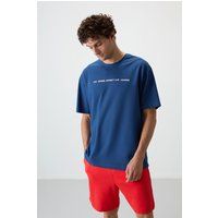 Oversized Rundhals-T-Shirt mit Print
