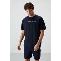Oversized Rundhals T-Shirt mit Print