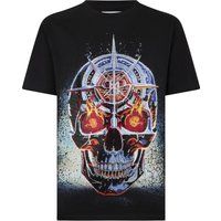 T-Shirt mit Strass-Chrom-Totenkopf