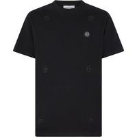 Jersey-T-Shirt mit Strass-Monogramm-Muster