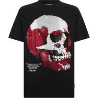 T-Shirt mit Strass-Totenkopf-Grafik