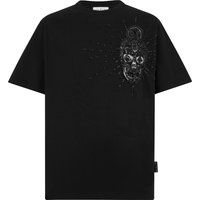 T-Shirt mit Strass-Totenkopf-Motiv
