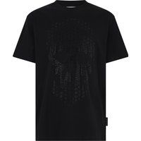 Rundhals T-Shirt mit Strass-Totenkopf