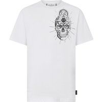 Weißes T-Shirt mit Totenkopf-Tattoo-Grafik