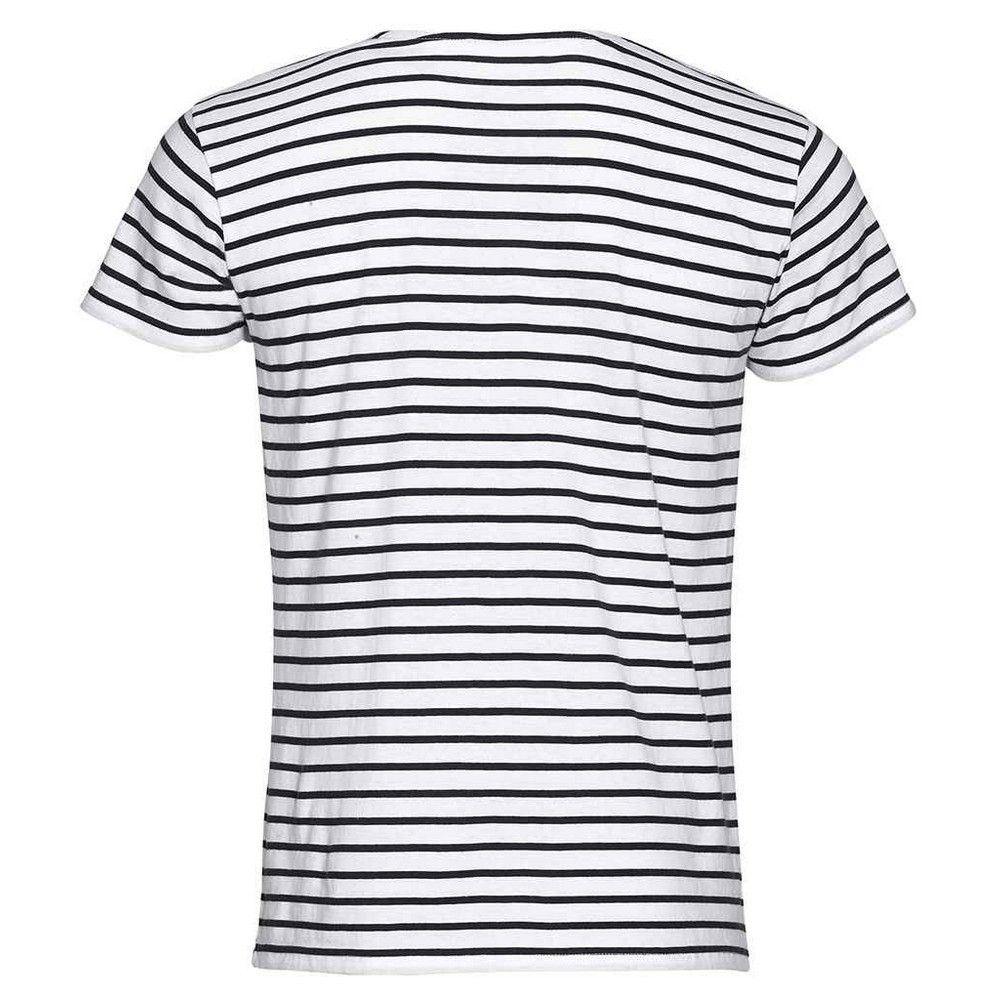 Klassisches gestreiftes Baumwoll-T-Shirt im Marine-Stil