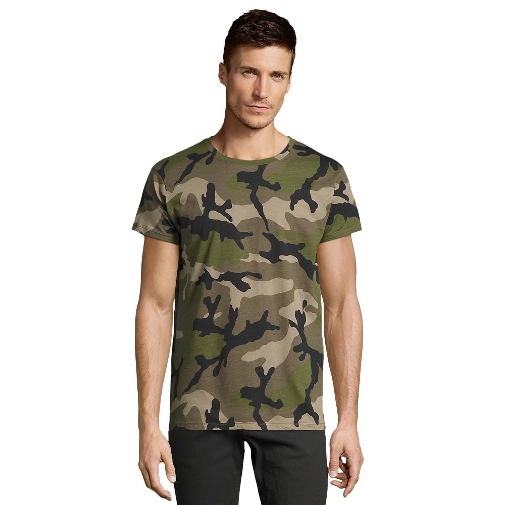Klassisches Camouflage-Print Baumwoll-T-Shirt