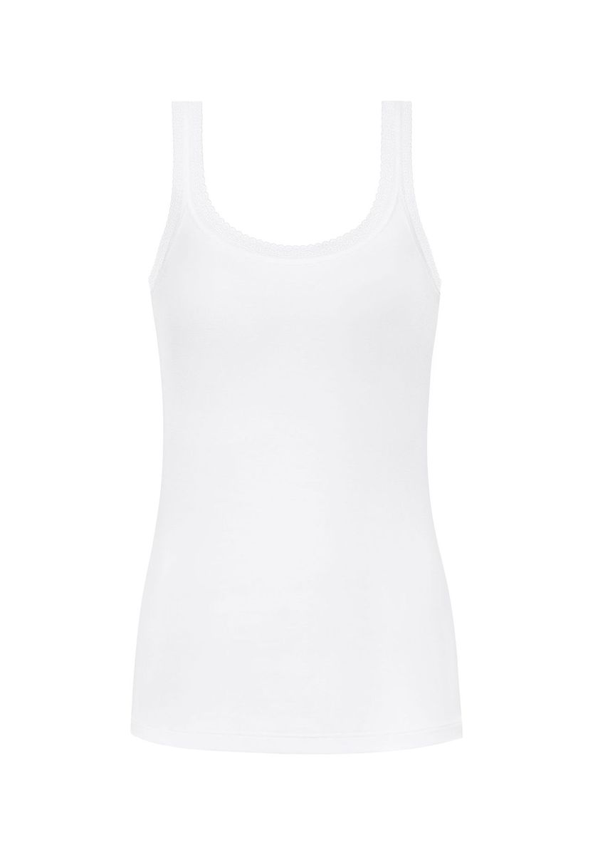 Baumwoll Tank Top mit Spitzebesatz