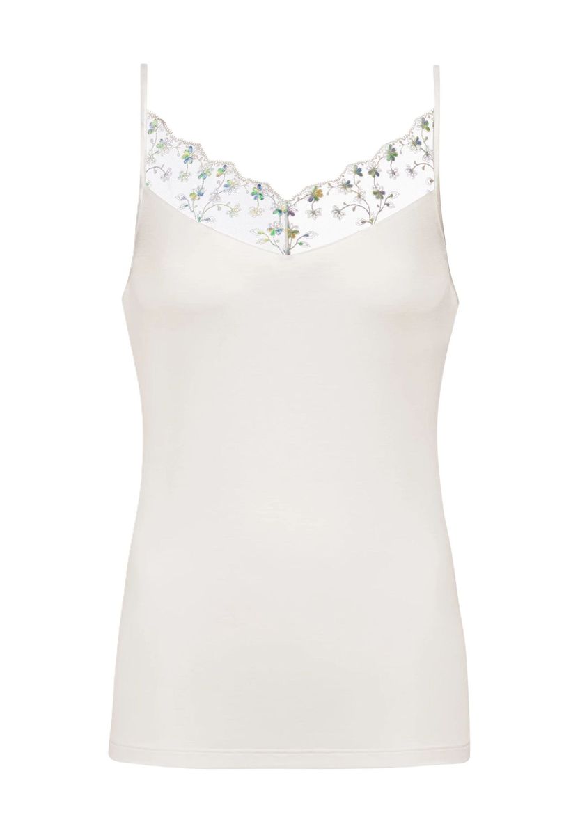 Spaghetti-Top mit floraler Spitze