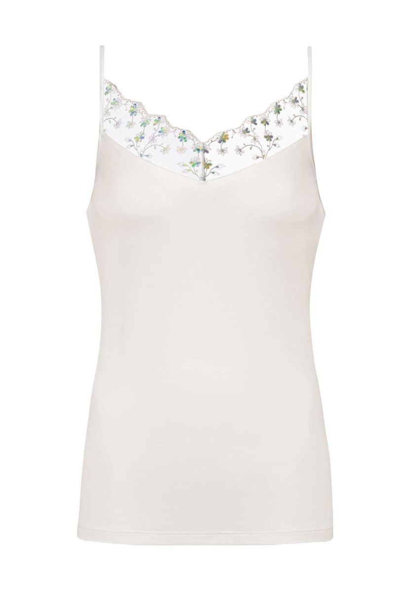 Spaghetti-Top mit floraler Spitze