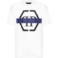Baumwoll-T-Shirt mit Strass-Hexagon-Logo