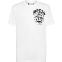 T-Shirt mit Worldwide-Grafik und Schmucksteinen