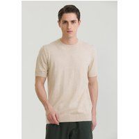 Klassisches Feinstrick-T-Shirt mit Rundhalsausschnitt