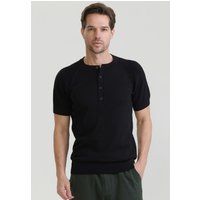 Kurzärmeliges Henley-Strick-T-Shirt