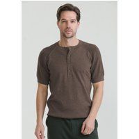 Kurzärmeliges Strick-Henley-Shirt