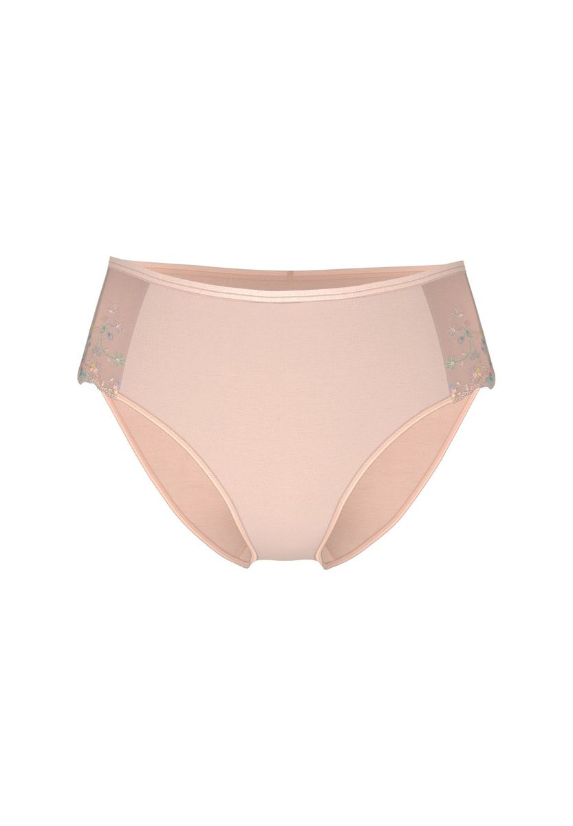 Hüftslip mit Blumenmuster und Spitzenbesatz