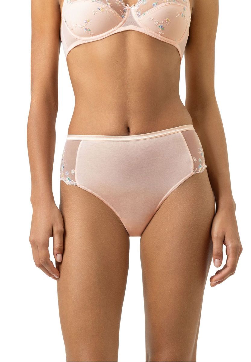 Hüftslip mit Blumenmuster und Spitzenbesatz