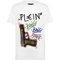T-Shirt mit Kristallverzierung und Graffiti-Motiv