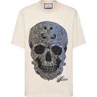 T-Shirt mit kunstvollem Strass-Totenkopf