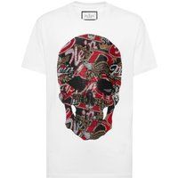 T-Shirt mit Strass-Totenkopf-Grafik