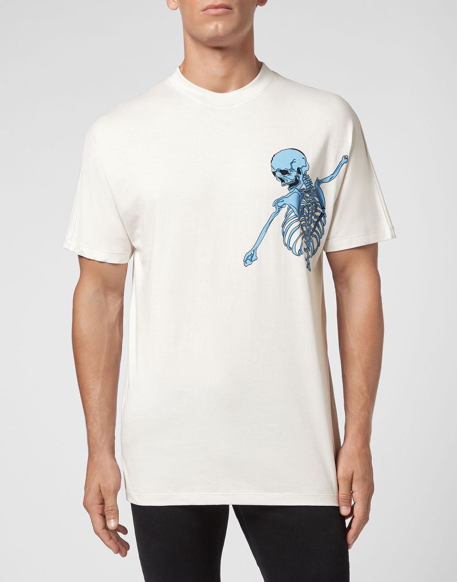 Baumwoll-T-Shirt mit Skelett-Print