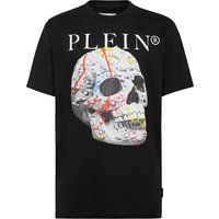 Baumwoll-T-Shirt mit künstlerischem Totenkopf-Motiv