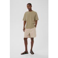 Strukturiertes Ripp-T-Shirt Lockerer Schnitt