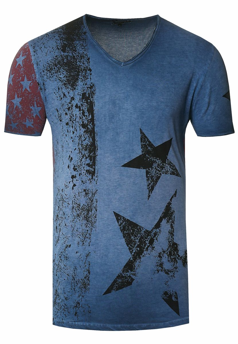 V-Ausschnitt T-Shirt im USA-Look