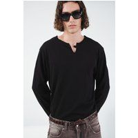 Langarm-Henley-T-Shirt aus Baumwolle