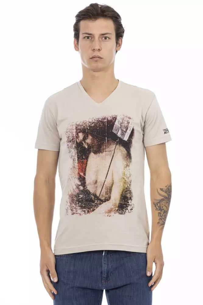 T-Shirt mit V-Ausschnitt und Grafikprint