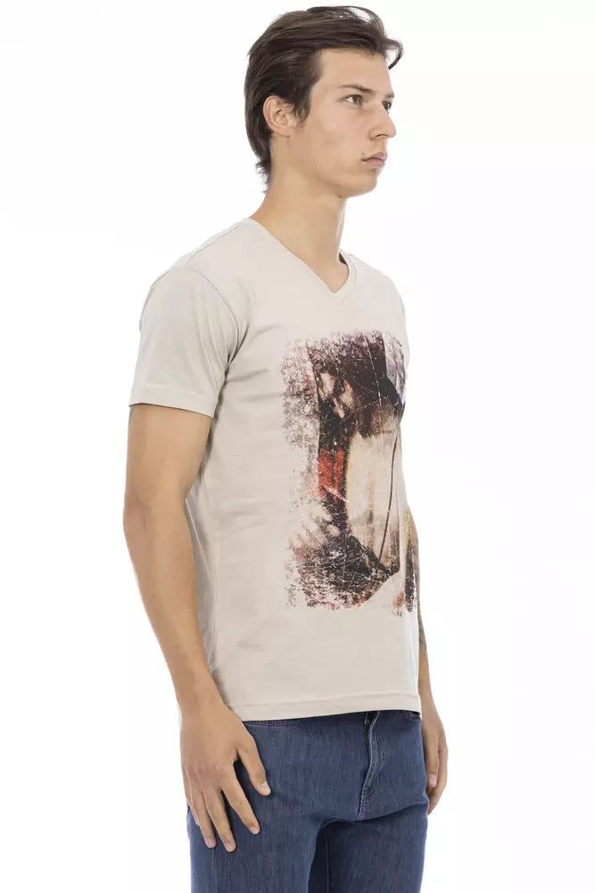 T-Shirt mit V-Ausschnitt und Grafikprint