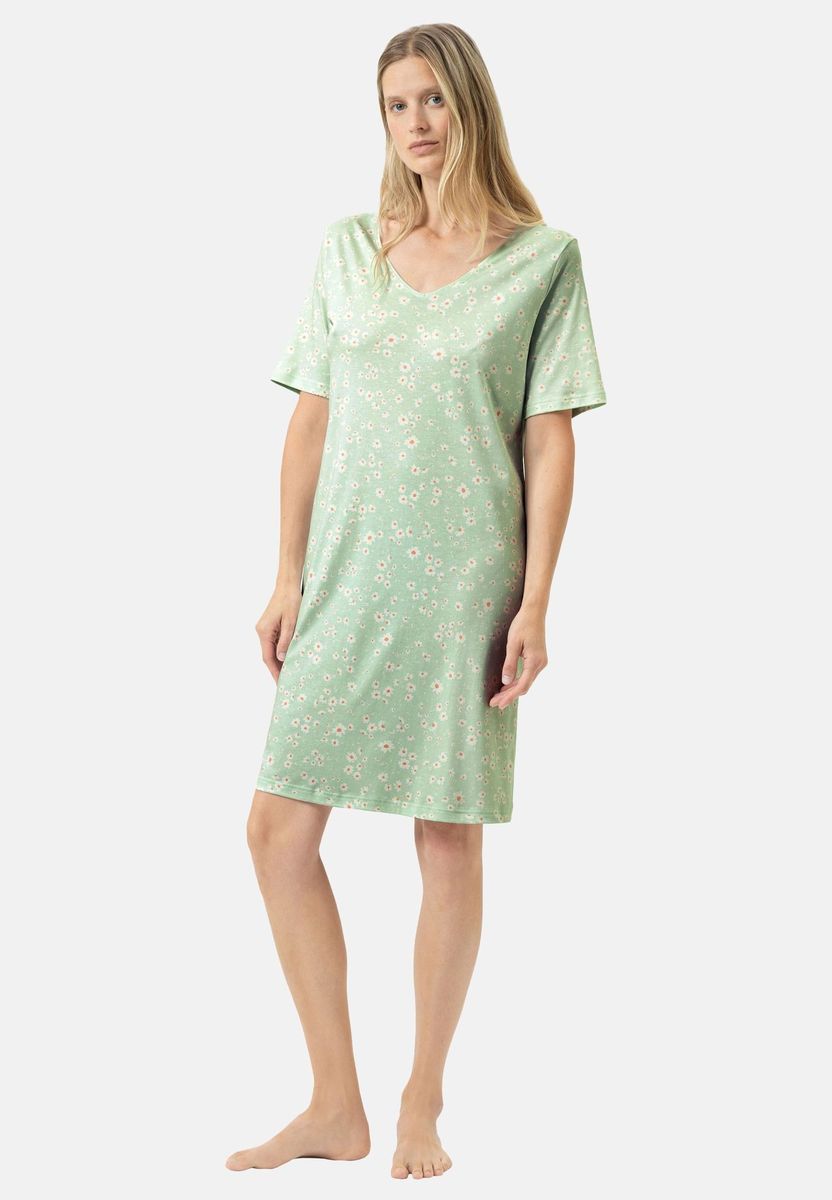 Nachthemd mit Blumenmuster und kurzen Ärmeln
