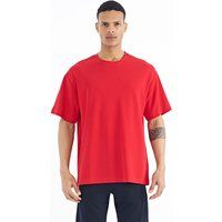 Oversized Baumwollmix T-Shirt mit Rundhalsausschnitt