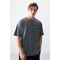 Oversize-Baumwoll-T-Shirt mit Logo-Patch