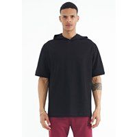 Locker geschnittenes Kurzarm-Kapuzenshirt
