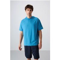 Oversized Kurzarm-Kapuzen-T-Shirt