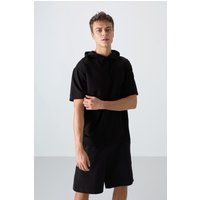 Übergroßes Kurzarm-Hoodie-Shirt