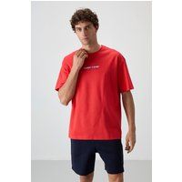 Oversized Baumwollmix-T-Shirt mit Logoprint