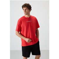 Oversized Baumwoll-T-Shirt mit Stickerei