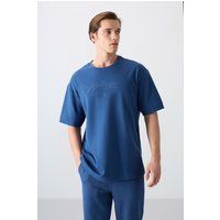 Oversized Rundhals-T-Shirt mit Schriftzug