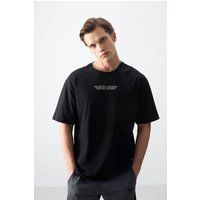 Oversized Baumwoll-T-Shirt mit Logo-Print