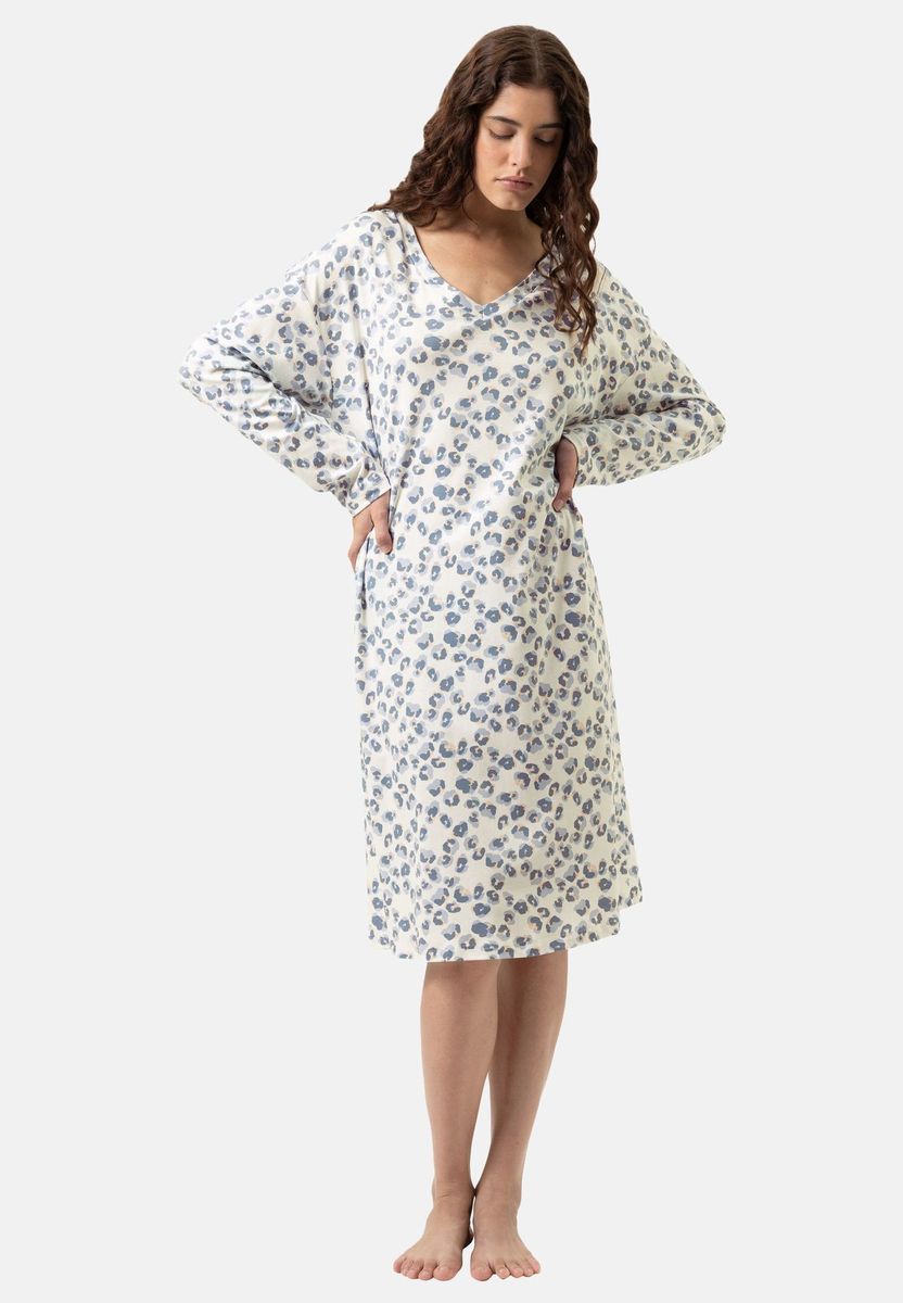 Nachthemd mit langen Ärmeln und lockerer Passform