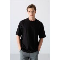 Oversized Baumwoll-T-Shirt mit Rundhalsausschnitt