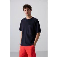 Strukturiertes Oversized-T-Shirt mit Tasche