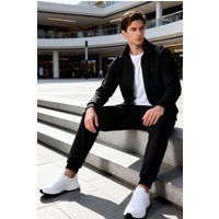 Fleece-Sweatshirt mit Zip-Kragen und Jogginghose