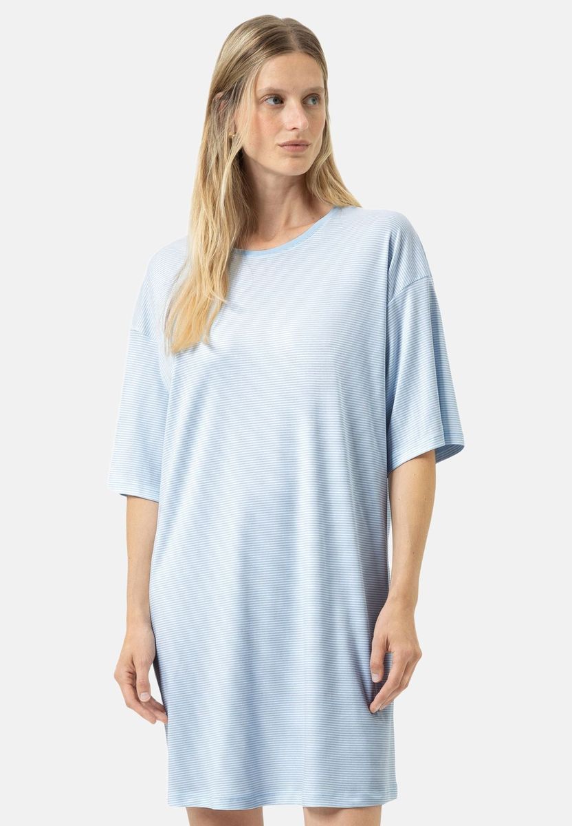 Gestreiftes Baumwoll Bigshirt Schlafkleid