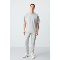 Oversized Strick-T-Shirt und Jogginghosen-Set