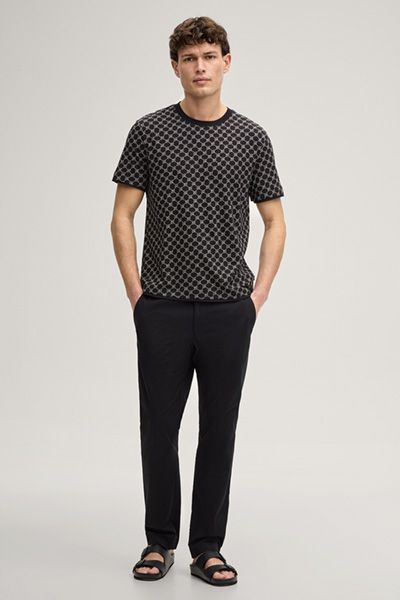 Joop! Cornflower Schwarzes Monogramm T-Shirt Victormanuel Baumwoll-Lyocell-Mischung