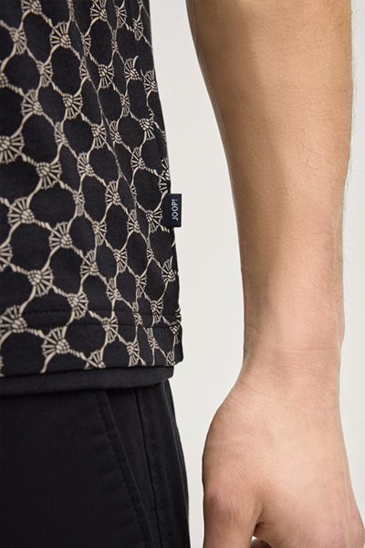 Joop! Cornflower Schwarzes Monogramm T-Shirt Victormanuel Baumwoll-Lyocell-Mischung